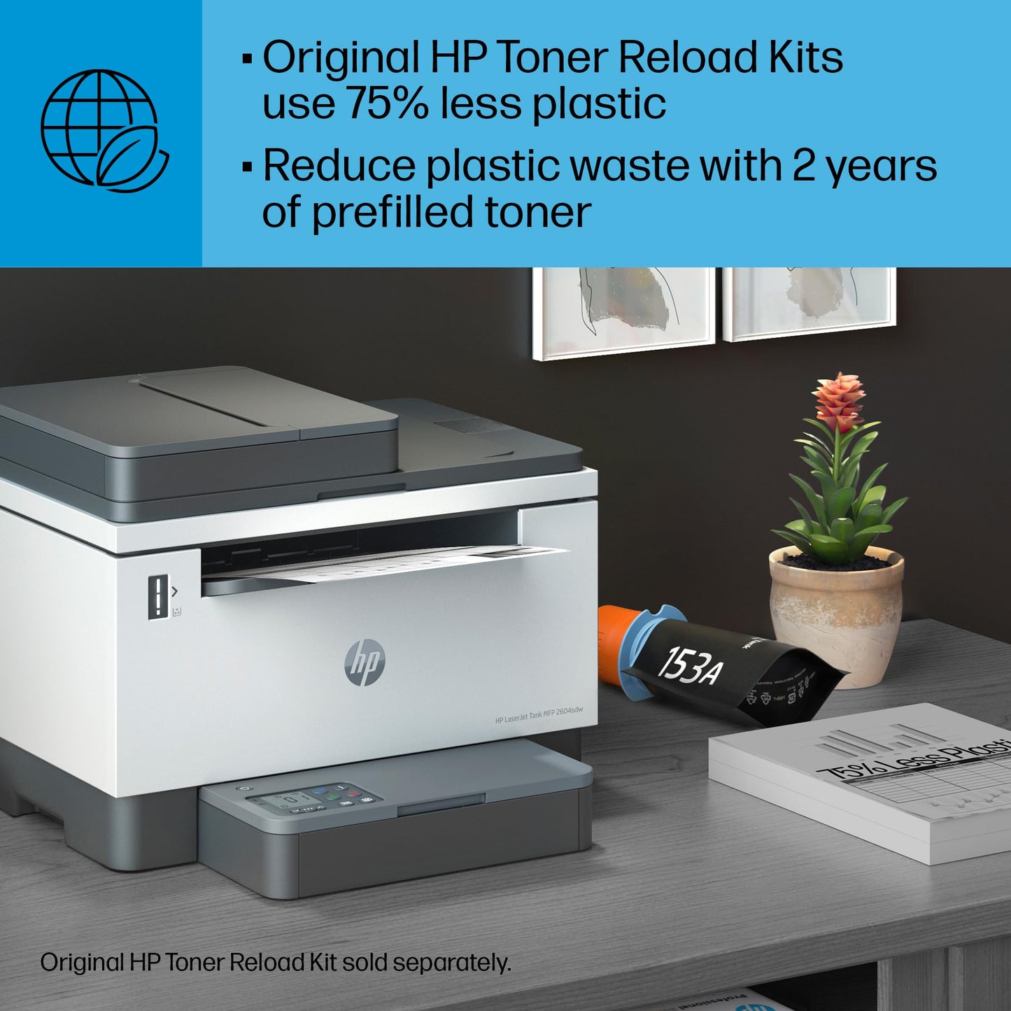 HP LaserJet-Tank MFP 2604sdw Wireless Black & White Printer Prefilled With Up to 2 Years of Original HP-Toner (381V1A)