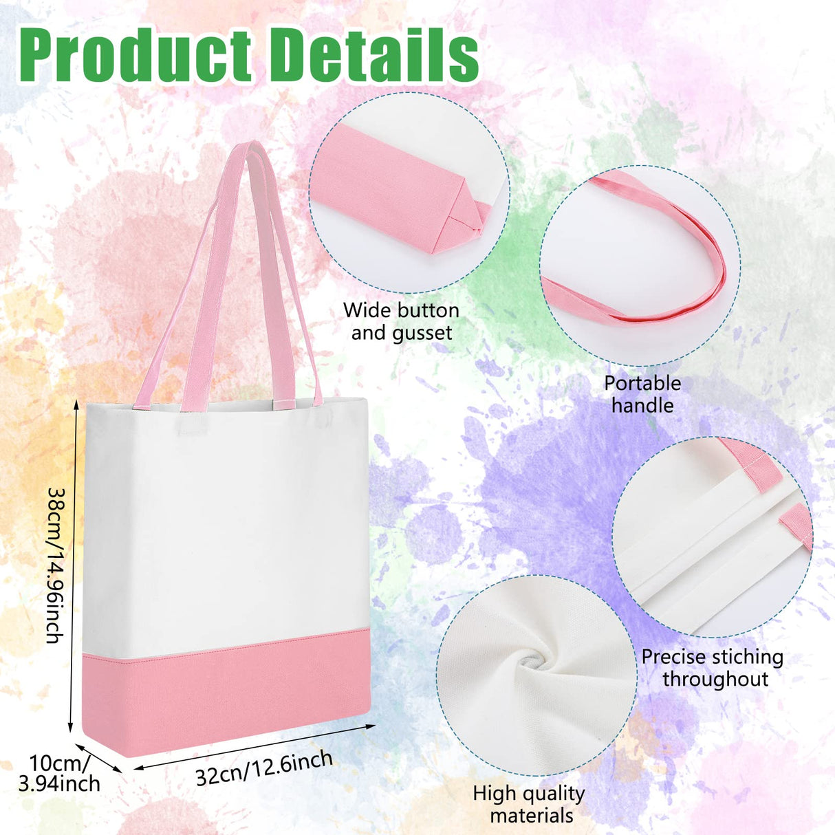 Moukeren 24 Pcs Canvas Tote Bag Bulk DIY Sublimation Blank Bag with Zipper Cosmetic Makeup Bag for Christmas Craft Gift(Patch) Moukeren