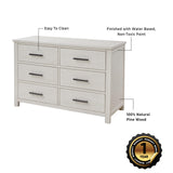 Sorelle Westley Double Dresser - 6 Drawer Solid Wood Nursery Dresser with Smooth Drawer Glides and Anti-Tip Kit, Convertible Changing Surface Ready, Brushed Ivory Sorelle