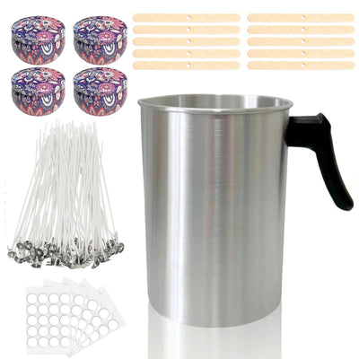 Candle Making Pouring Pot 3L Candle Wax Melting Pot Large Candle Pouring Pitcher Heat-Resistant Handle Dripless Pouring Spout Candle Jars, Wicks, Stickers Wicks Holders Large Candle Pouring Pot