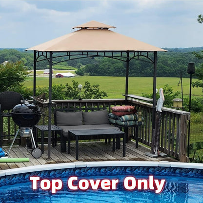 Jorohiker 5' x 8' Grill Gazebo Replacement Canopy Roof Only,Waterproof Double Tiered Shelter Cover,Outdoor BBQ Gazebo Canopy Top Fit for Gazebo Model L-GG001PST-F - WoodArtSupply