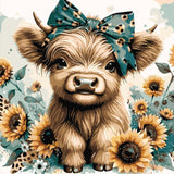 Highland Cow Animals Paint by Numbers Kit for Beginner Easy Paint by Numbers for Sunflower Flower On Canvas Painting Kit For Kids DIY Paint By Number Canvas For Adults for Wall Decor 16 x 16Inch ZQEATRY