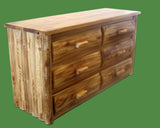 Midwest Log Furniture Torched Cedar Log Dresser [6 Drawer] - Burnt Medium Brown/Dovetailed/Solid Wood/Amish Handcrafted in USA Midwest Log Furniture