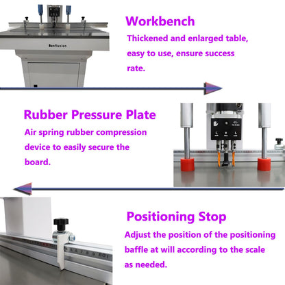 Banfluxion 110V Woodworking Hinge Drilling Machine Single Head Pneumatic Hinge Boring Insertion Machine Hinge Boring Drill Press Machine for Drilling Processing of Doors, Cabinets, 2880r/min - WoodArtSupply