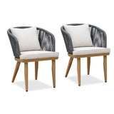 PURPLE LEAF Patio Dining Chair Set Modern Wicker Outdoor Furniture Seating for Garden Deck Kitchen Backyard 2 Pieces Aluminum Bistro Set, Cushions and Pillows Included PURPLE LEAF