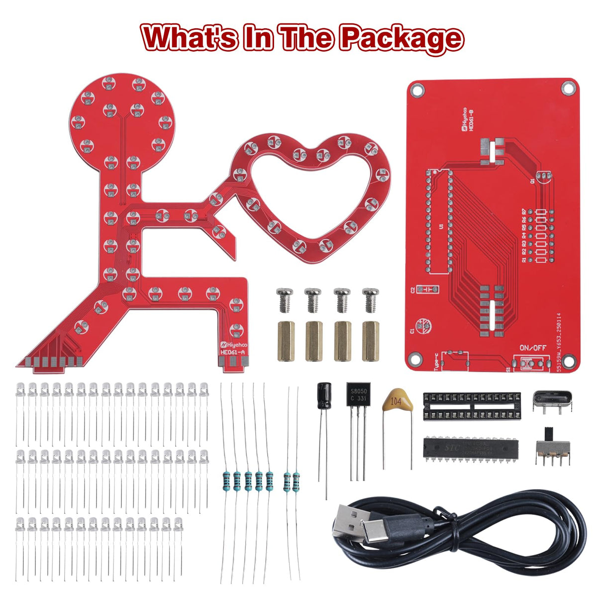 Soldering Learning Kit, ICSTATION Give You My Heart LED Soldering Project Love Proposal RGB LED Light Soldering Practice Kit for Beginners Diyers Student Education and Perfect Present for Father's Day IS