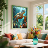 MBYAUYN Diamond Art Kits for Adults, 5D Animal Diamond Painting, DIY Sea Turtles Full Drill Gem Art Kits and Crafts for Adult, Beginners As Wall Decor and Gift 12x16inch MBYAUYN