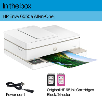 HP Envy 6555e Wireless All-in-One Color Inkjet Printer, Print, scan, Copy, Duplex Printing Best-for-Home, 3 Months of Instant Ink Included (714N5A)