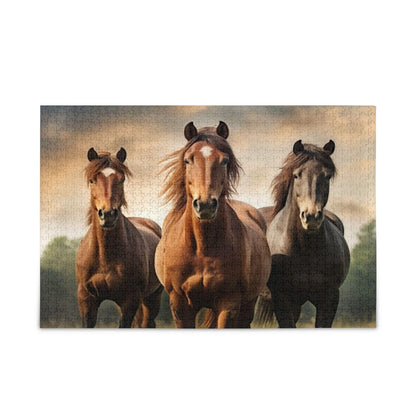 GOODOLD Horse Puzzles for Adults and Kids 500 Pieces, Wooden Jigsaw Puzzles, Happy Family Games Ideal