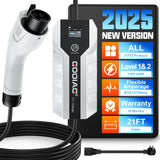 EV101 Portable EV Charger Level 1+2, 8/10/13/16 Amp Adjustable Electric Car Charger, 110V-240V 3.5KW 20 ft Plug-in Hybrid EV Charger GODIAG