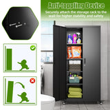 Aobabo 73" H Metal Storage Cabinet with Wheels, Locking Garage Tool Cabinet with 4 Shelves, Black, Assembly Required Aobabo