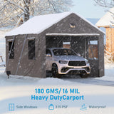 Benass Carport Canopy 10x16 Heavy Duty, Carport Canopy, Portable Car Port Garage, Car Shelter All Weather, Grey Benass