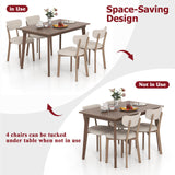 Tangkula Dining Table Set for 4, Dinette Set with Table and 4 Padded Seat, Rubber Wood Legs, Curved Backrest, Mid-Century Modern Kitchen Table Chairs Set of 4 for Living Room, Dining Room Tangkula