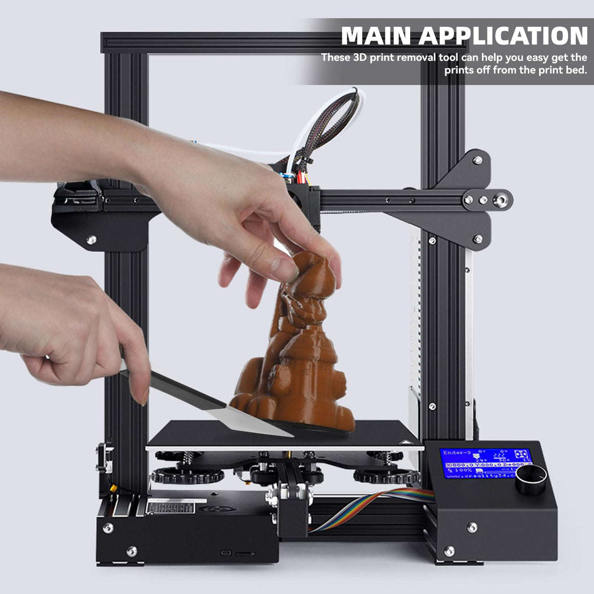 Qianyu Professional 3D Printer Scraper Upgraded Polished Stainless Steel Metal 3D Printer Removal Spatula with Comfortable Grip Specially Designed 3D Printer Accessories for Model Stripping Safety Qianyu