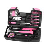 39 Piece All Purpose Basic Household Pink Tool Kit for Women - Small Tool Set with Toolbox Great for Home, Garage, Office and College Dormitory Use HANGYING