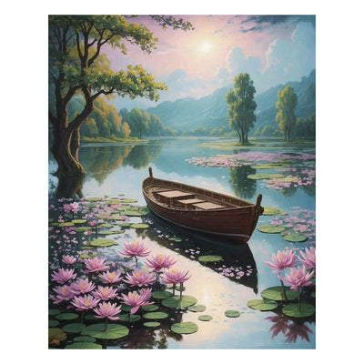 Paint by Number Adult Lotus Lake,Canvas Paint by Numbers for Adults,Painting by Numbers,DIY Oil Painting Kit Perfect for Gifts and Home Wall Decor 16x20inch