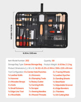 VEVOR Leather Working Tools Kit, 59 PCS Leather Craft Tools with Portable Canvas Storage Bag, Engraving Punching Sewing Stamping Sanding Tools, Ideal for Beginners DIY Enthusiasts and Professionals VEVOR