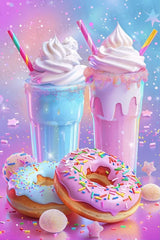 Diamond Painting Kits for Adults - Donut and Ice Cream Diamond Art, DIY Full Round Diamond Crystal Rhinestone Crafts - Gemstone Art with Diamonds for Dining Room Decor Living Room Decor 12x12 Inch Rovifei