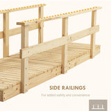 Outsunny 7' Wooden Garden Bridge with Safety Rails, Outdoor Footbridge for Ponds, Creeks, Backyard, Natural Outsunny