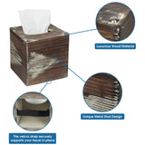 J JACKCUBE DESIGN Rustic Tissue Box Cover 2 Pack Napkin Case Cube Holder Farmhouse and Modern Décor for Kitchen Bathroom Office Living Room - MK554A J JACKCUBE DESIGN