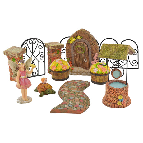 Arcadia Garden Products Pebble Lane Polyresin Fairy Garden Kit (11-Piece) Arcadia Garden Products