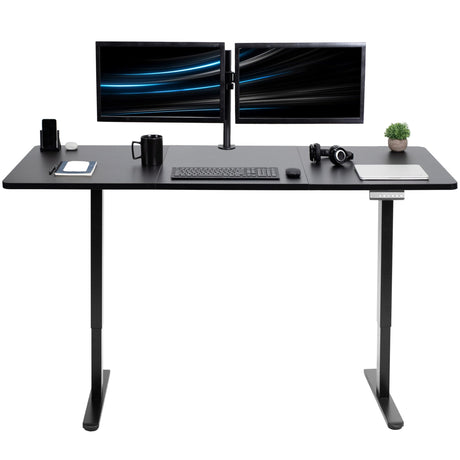 VIVO Electric Height Adjustable 71 x 30 inch Memory Stand Up Desk, Black 30 inch Deep Table Top, Black Dual Motor Frame, Preset Controller, E2B VIVO
