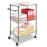 Alera ALESW342416BA 28 in. x 16 in. x 39 in. 500-lb. Capacity Three-Tier Wire Rolling Cart - Black Anthracite Alera