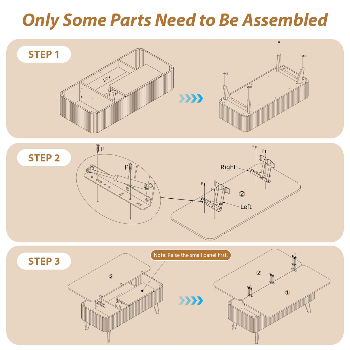 3 in 1 Lift Top Coffee Table, Fluted Convertible Coffee Tables Converts to Dining Tables, Modern Oval Wooden Center Table with Storage for Living Room Office Small Space, Partial Assembly (Walnut) ORRD