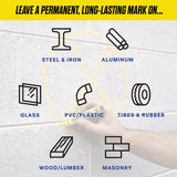 Markal 12-Pack White Paint Markers - Permanent, Waterproof & UV Resistant for Metal, Wood, Tires - Home & Industrial Use, Fade-Resistant, Made in USA - Works on Oily, Icy, Wet, Dry & Cold Surfaces Markal