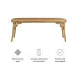 Linon Hank Natural Bentwood Bench with Natural Woven Rattan Seat Linon