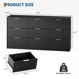 Fluted Dresser for Bedroom, 9 Drawer Dresser, Large Capacity & Anti-Tip, Modern Chest of Drawers with Metal Handles, Wooden Dressers Closet Storage Organizer for Living Room Hallway Entryway GarveeHome