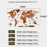 TUPAFJU 3D LED Wood+Acrylic World Map Wall，Extra Large Size 59/79/98/118in，3D Wall Art Décor,Art Modern Home Decor Gifts LED Lighting Wall Decor,Living Room Hanging Mural(A,Small) TUPAFJU