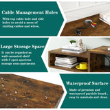 IBUYKE 71" Floating TV Stand Wall Mounted with Power Outlet,Wood Wall Mounted Media Console Shelf,Floating Entertainment Center for Under TV Storage for Living Room Bedroom Office,Rustic Brown WST008H IBUYKE