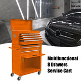 Entcook 8 Drawers Rolling Tool Chest with Drawers, High Capacity Portable Rolling Tool Boxes with Wheels, Lockable Drawers Tool Box Organization and Storage for Garage and Repair Shop Orange Entcook