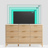 LINSY Fluted 9 Drawer Dresser for Bedroom, 58" Wide Mid-Century Modern Tall Chest of Drawers, Deep Storage Dresser with Curved Corner Design, Large Accent Wood Cabinet for Bedroom, Oak LINSY