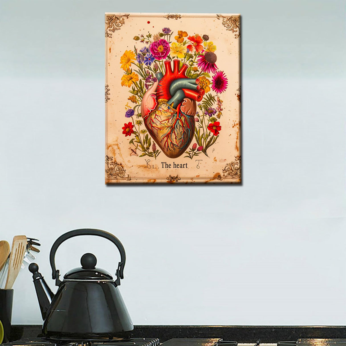 Heart Flower Blossom Wall Paint by Number Kits for Adults,Education Painting Modern Decor for Nurses Doctor Office Clinic School Gift,Paints for Home Wall Decor Without Framed Canvas 16''W x 20''H Aihonmin