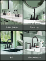 Cobbe Bathroom Faucets for Sink 3 Hole, 4 Inch with Pop Up Drain and 2 Supply Hoses, 2 Handle Centerset Bathroom Faucet for Sink Vanity, Midnight Black Matte Cobbe