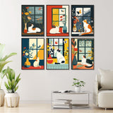 6 Pack Paint by Numbers Kit for Adults Beginners - 10x14 Inch Cat Adult Paint by Number Kits on Canvas, Cat DIY Acrylic Oil Number Painting Kits for Adults, Perfect for Gift Home Wall Decor Offito