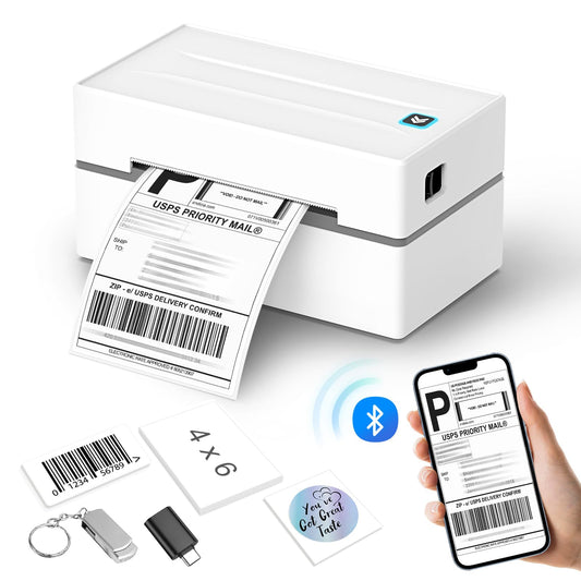 Anycash Bluetooth Thermal Shipping Label Printer, Wireless 4x6 Shipping Label Sticker Printer for Small Business and Office, Compatible with Android&iOS Windows, Used for Amazon, Shopify, Etsy USPS