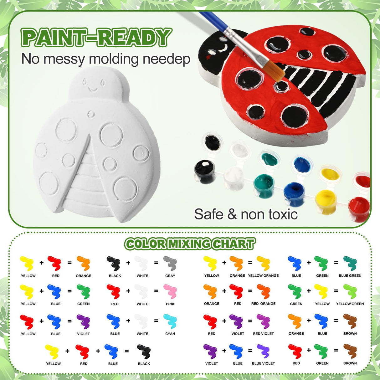 HyDren 8 Pcs Paint Your Own Plaster Stones, Summer Arts and Crafts Painting Kit Outdoor Garden Creative Project DIY Personalized Art Supplies Include Paint Palette Brush Xmas Birthday Gift(Animal) HyDren