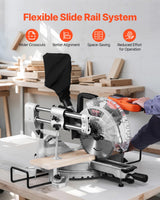 VEVOR Sliding Compound Miter Saw, 10-Inch Blade, 15 Amp Motor, 60-Tooth, Corded Double Bevel Sliding Miter Saw, LED Precision Alignment, Angle Adjustable, for Wood, Composite Decking, Laminates VEVOR
