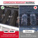 Unicook Universal Replacement Heavy Duty Adjustable Porcelain Steel Heat Plate Shield, Heat Tent, Flavorizer Bar, Burner Cover, Flame Tamer for Gas Grill, Extends from 11.75" up to 21" L, 4 Pack Unicook