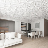 WOWSTAR 12-Pack 24"x24" Drop Ceiling Tiles, Waterproof Glue up White Ceiling Panels, 3D Wall Panels, PVC Wall Tiles, Ceiling Decor WOWSTAR