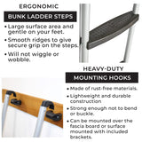 Stromberg Carlson Interior Bunk Ladder, KD, RV Bunk Ladder, Bunk Bed Ladder with Injection Molded Treads, Hooks and Mounting Hardware Included, can be used as Dorm Loft Ladder - Black 66" Stromberg Carlson