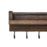 Mkono Key Holder for Wall 9.5" x 3.5" x 2.5" Small Rustic Wood Key Rack with 6 Hooks Decorative Display Keys Hanger Organizer for Entryway Living Room Bedroom Bathroom Office Home Decor Mkono