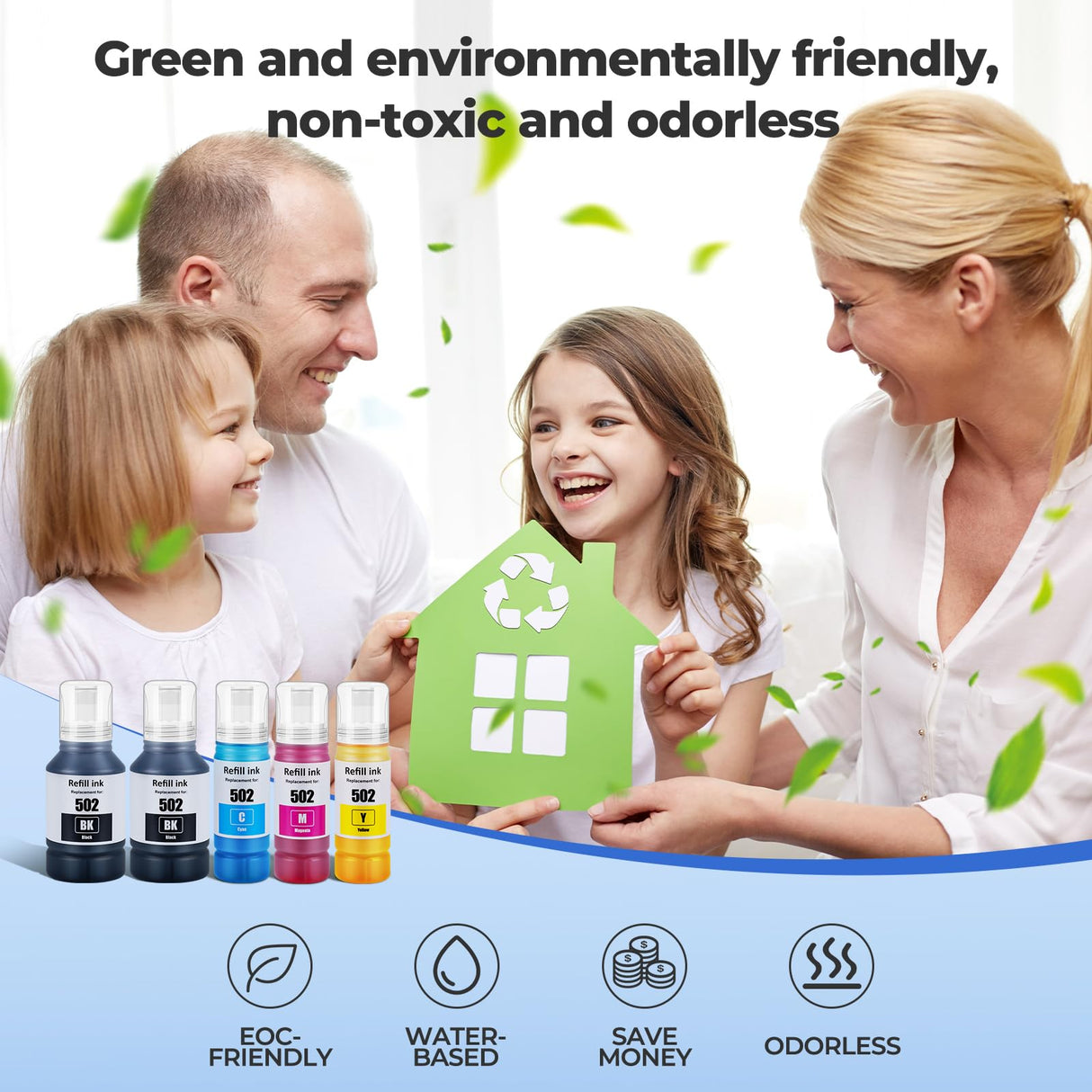 502 Ink Refill bottles ET-2760 ET-2850 ET-3850 Replacement for Epson 502 Ink Bottles (5 Pack) for Ecotank ET-3760 ET-4760 ET-4850 2850 2760 3760 ET-3830 ET-3843 ET-2750 ET-3750 ET4750 ET-15000 Printer Trokliey