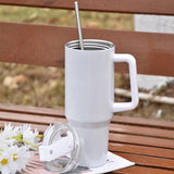 AGH 40 oz Sublimation Tumbler with Handle, 2 Pack Shimmer Glass Cups with Straw and Lid, Sublimation White Tumblers Blanks AGH