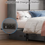 PUREMIND Queen Murphy Bed Cabinet with Mattress Included, Cabinet Beds with Storage Drawers, Murphy Chest Bed with USB Charging Station, Horizontal Murphys Wallbed for Bedroom, Guest Room PUREMIND