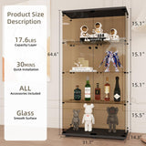 Beauty4U Glass Display Cabinet with 4 Shelves, 2 Doors Curio Cabinets for Living Room, Bedroom, Office, 5mm Brown Tempered Glass Floor Standing Bookshelf, Quick Installation Beauty4U