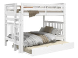 Bedz King BK981EL-Full-Trundle Bunk Bed, Full over Full, White Bedz King